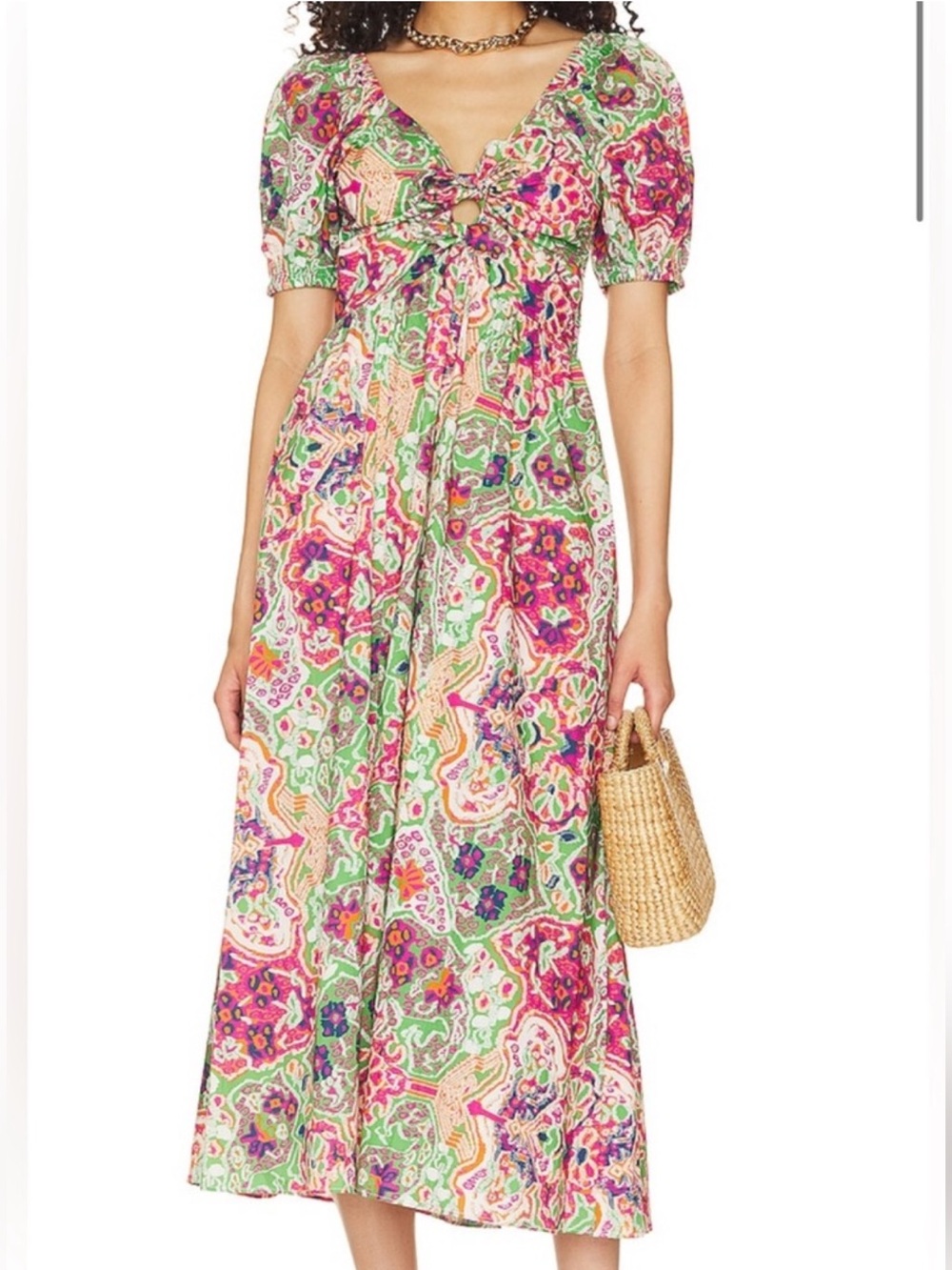 Cleobella Multicolor Reza Panama Printed Tie-Front Dress